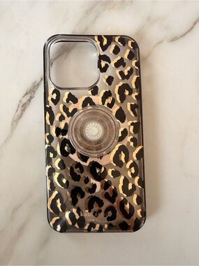kate spade iPhone 16 max pro Clear Leopard Print Phone case